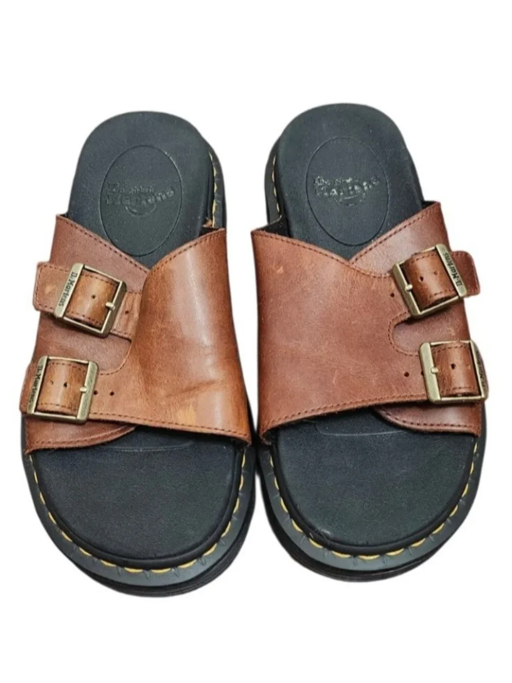 Dr. Martens Dax Luxor Leather Slide Sandals Tan Brown Men's US 7 Women's US 8